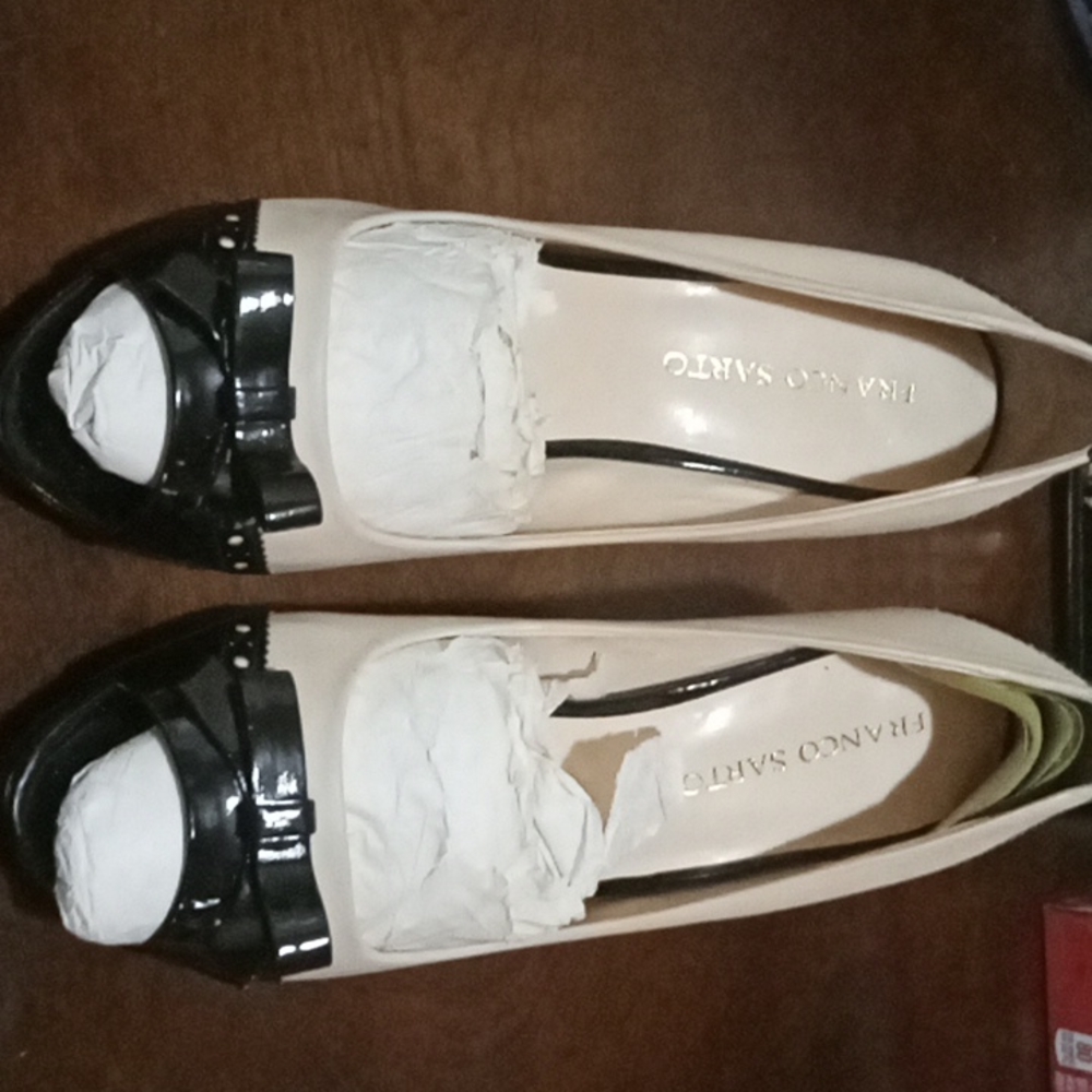 Franco Sarto Size 11 Cream and Black Heels For Sale